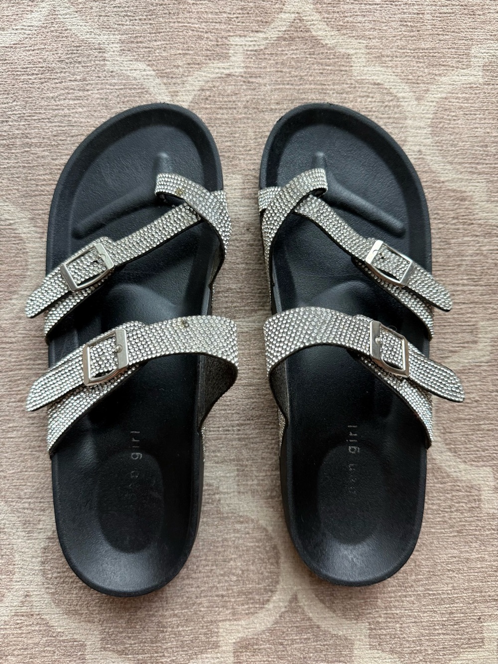 MADDEN GIRL
Twila-r Footbed Rhinestone Sandals In Black